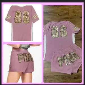 PINK VS BLING 86 TSHIRT/ RETRO SHORTS  OUTFIT S/M